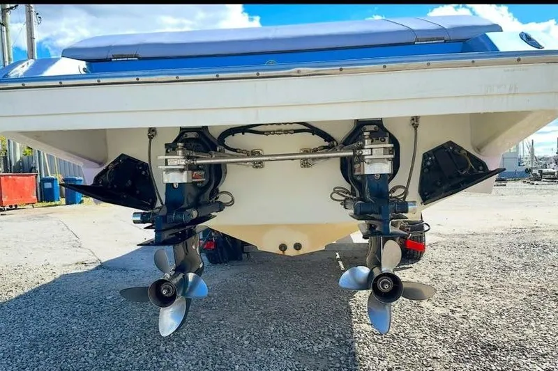 Slide: The Image of Rear view of a 2001 Nor-Tech 38 Super Vee boat with dual propellers. - 7