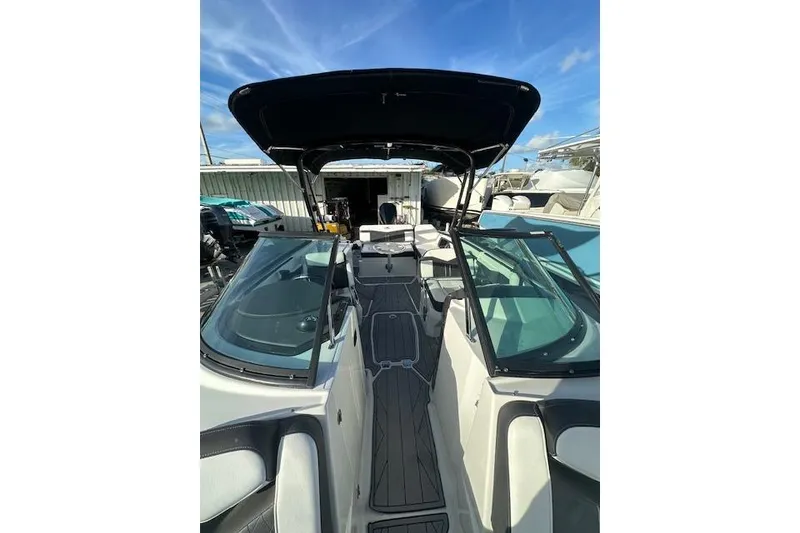 Slide: The Image of 2022 Monterey 255SS Super Sport boat with sleek design and spacious deck. - 17