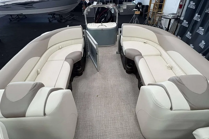 Slide: The Image of 2026 Avalon 2385 LSZ pontoon boat interior with luxurious seating and modern design. - 19