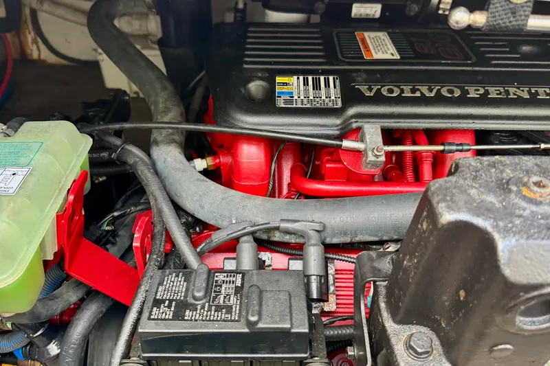 Slide: The Image of Engine compartment of a 2009 Regal 4080 with Volvo Penta components. - 28