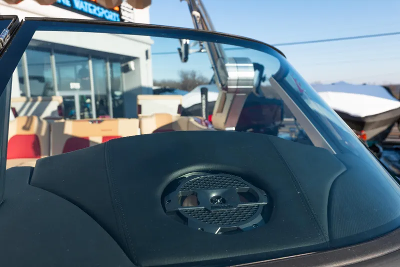 Slide: The Image of 2022 MasterCraft X24 boat dashboard with speaker, showcasing modern design and technology. - 35
