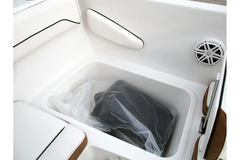 Slide: The Image of Interior storage compartment of 2026 Stingray 172 DC boat with speaker detail. - 22
