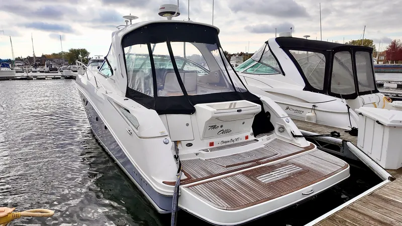 Slide: The Image of 2016 Sea Ray Sundancer 370 docked at a marina. - 6