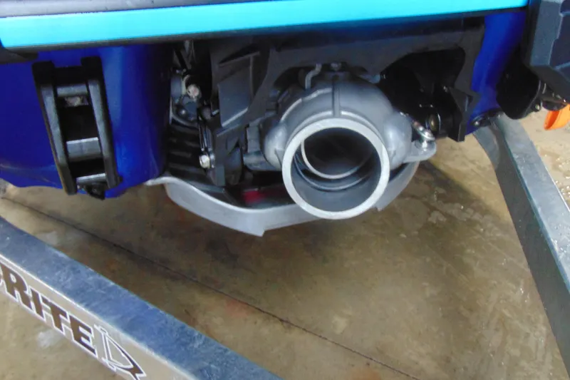 Slide: The Image of 2024 Yamaha WaveRunner JetBlaster engine detail on a trailer. - 12