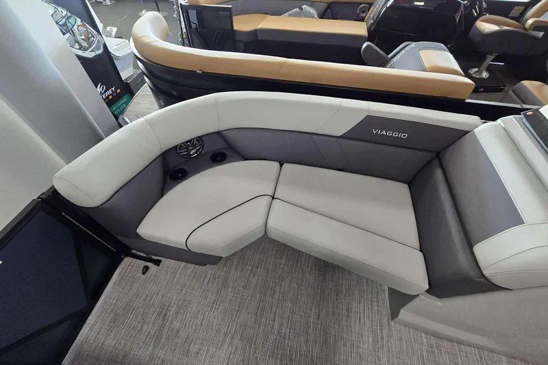 Slide: The Image of Luxurious seating in 2026 Viaggio V20C boat, featuring modern design and comfort. - 11