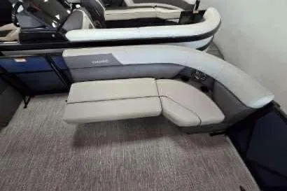 Slide: The Image of 2026 Viaggio V20C boat interior with modern seating and sleek design. - 16