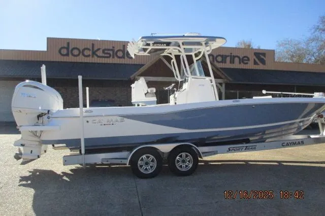 Slide: The Image of 2025 Caymas 281 HB boat on trailer at Dockside Marine dealership. - 10