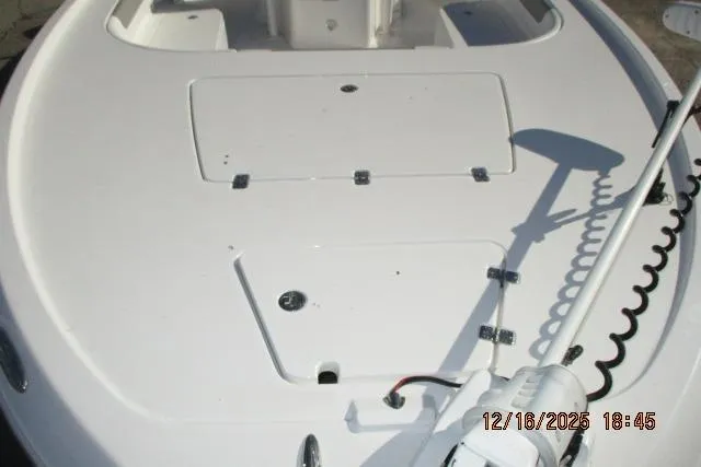 Slide: The Image of 2025 Caymas 281 HB boat deck with mounted equipment. - 12