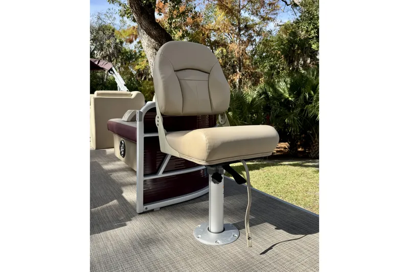 Slide: The Image of Beige captain's chair on 2022 Godfrey Sweetwater 2286 C pontoon boat deck. - 5