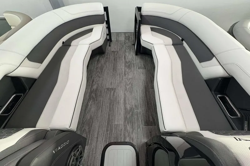 Slide: The Image of Luxurious interior of 2026 Viaggio D24U A-T boat with sleek seating design. - 14