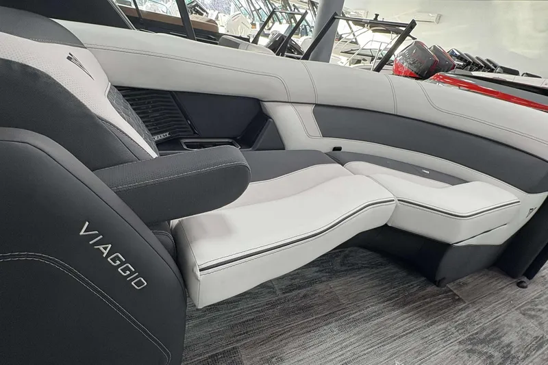 Slide: The Image of Luxurious interior of 2026 Viaggio D24U A-T boat with sleek seating design. - 27