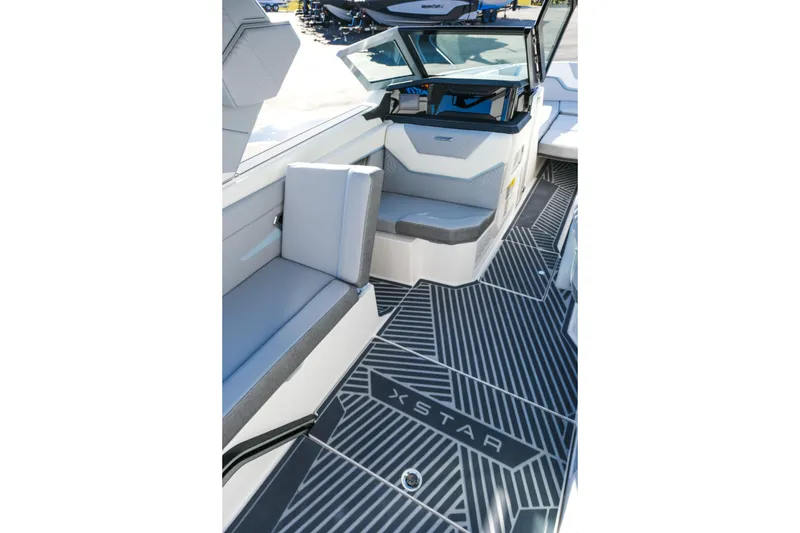 Slide: The Image of 2026 MasterCraft XStar 25 interior with sleek seating and modern design. - 43