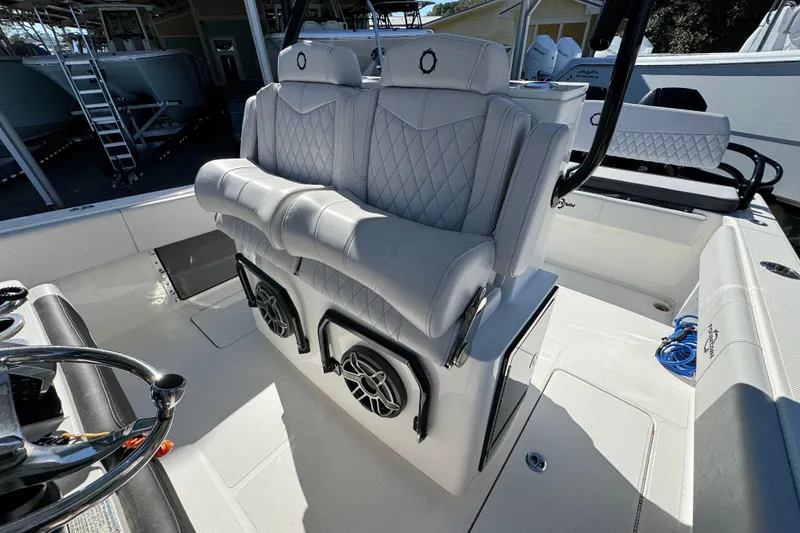 Slide: The Image of 2023 Fountain 34 Tournament Edition boat interior with luxury seating and modern design. - 29