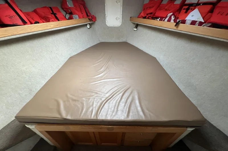 Slide: The Image of 2006 Provincial 42 Lobster Boat cabin with bed and life jackets. - 25