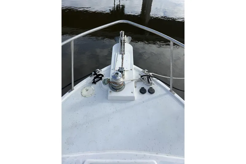 Slide: The Image of Bow of 2006 Provincial 42 Lobster Boat with anchor winch and railing. - 5