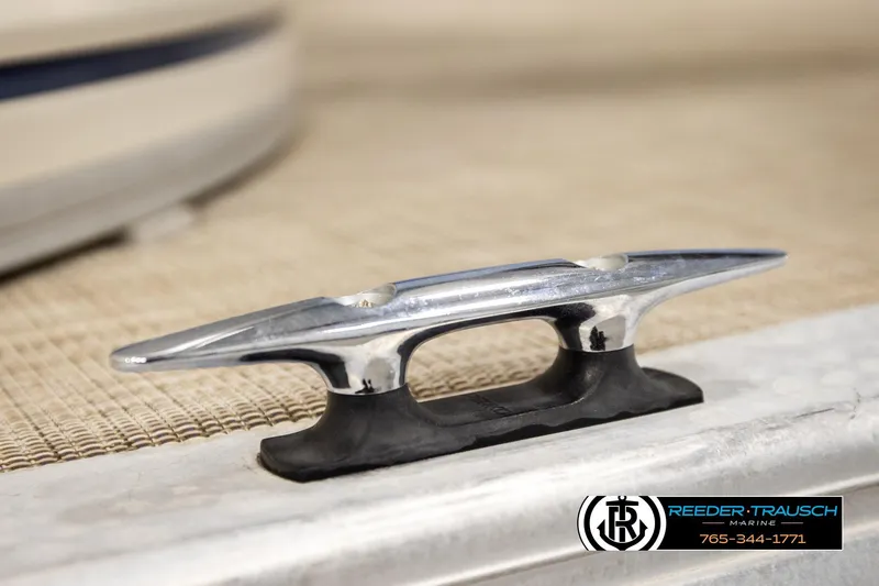 Slide: The Image of Close-up of a cleat on a 2008 Sun Tracker Party Barge 24 boat. - 42