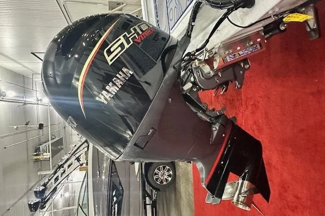 Slide: The Image of 2026 Xpress H20B Bay boat with Yamaha SHO outboard motor on display. - 11