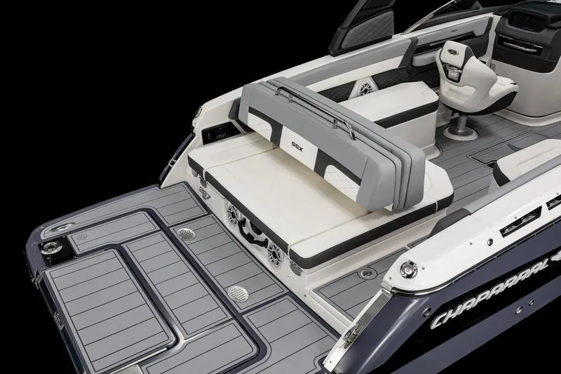 Slide: The Image of Manufacturer Provided Image: Manufacturer Provided Image: 2025 Chaparral 267 SSX boat interior with sleek seating and modern design. - 7