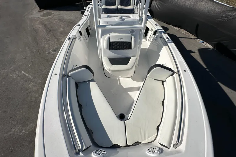 Slide: The Image of Garmin display on 2023 Tidewater 210 CC Adventure boat dashboard, showing navigation data. - 25