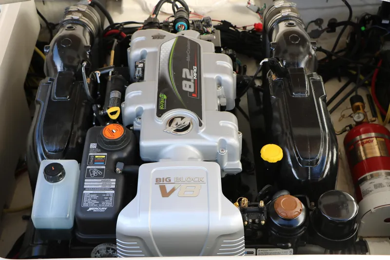 Slide: The Image of 2025 Chaparral 2870 SSX engine compartment with powerful V8 engine components. - 41