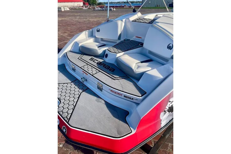 Slide: The Image of 2017 Scarab 165 HO boat with sleek seating and modern design. - 15