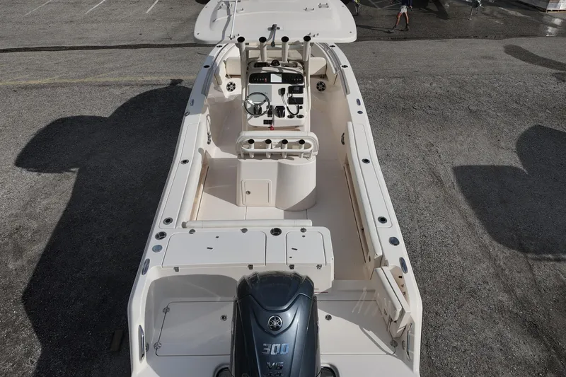 Slide: The Image of 2023 Grady White Fisherman 236 boat, top view, showcasing deck and console layout. - 16