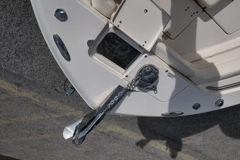 Slide: The Image of 2023 Grady White Fisherman 236 boat anchor and seating area, top view. - 20