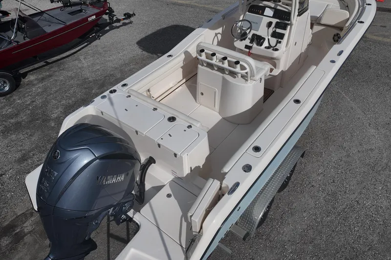 Slide: The Image of 2023 Grady White Fisherman 236 boat with Yamaha engine, viewed from above. - 5