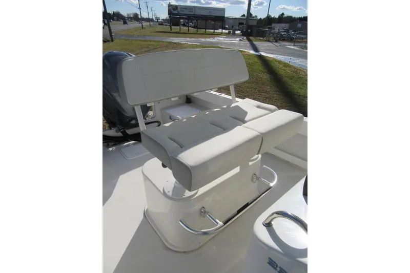 Slide: The Image of 2022 Parker 2300 Special Edition boat seat with white cushioned design. - 18