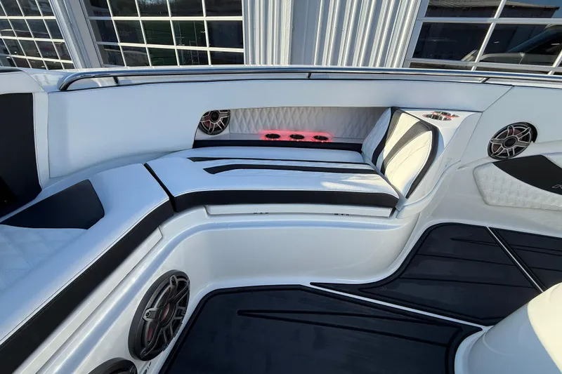 Slide: The Image of Luxurious interior of 2021 MTI 42V boat with sleek seating and modern design. - 22