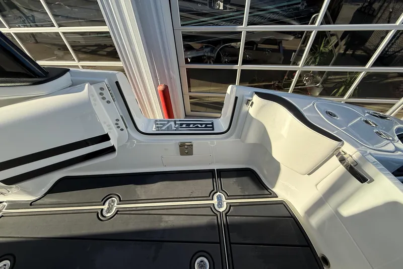Slide: The Image of 2021 MTI 42V boat interior with sleek design and modern features. - 25