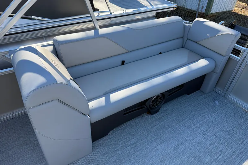 Slide: The Image of 2026 Avalon VENTURE QUAD LOUNGER with sleek gray seating and modern design. - 2