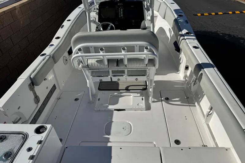 Slide: The Image of 2021 Sea Fox 268 Commander boat interior with seating and console. - 10