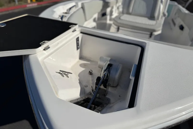 Slide: The Image of 2021 Sea Fox 268 Commander boat anchor compartment with open hatch. - 12