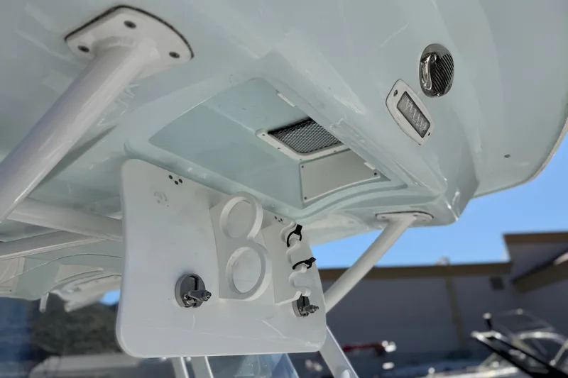 Slide: The Image of 2021 Sea Fox 268 Commander boat console with controls and ventilation. - 31