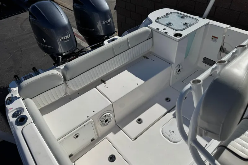 Slide: The Image of 2021 Sea Fox 268 Commander boat interior with twin Yamaha 200 engines. - 36