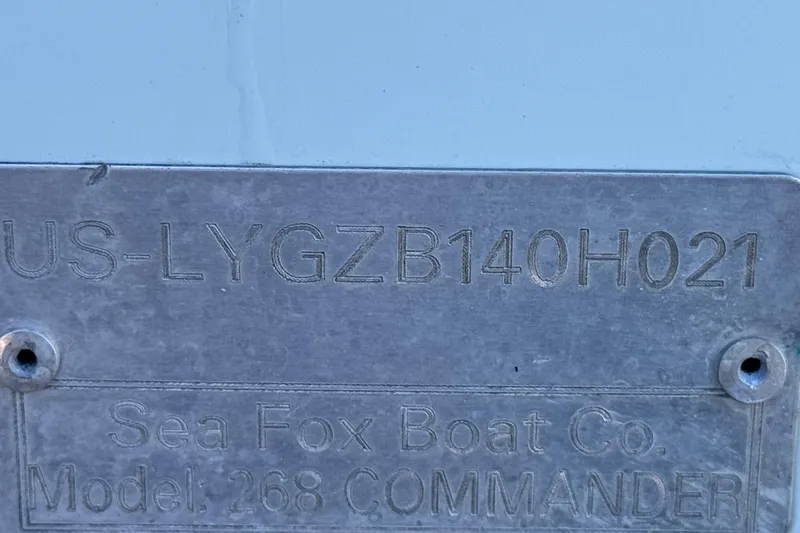 Slide: The Image of Hull identification number on 2021 Sea Fox 268 Commander boat. - 55