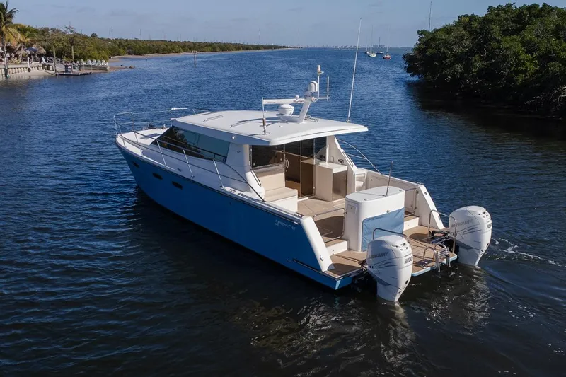 Slide: The Image of ArrowCat 420 Coupe powered by twin Mercury 350 Verado outboards - 4