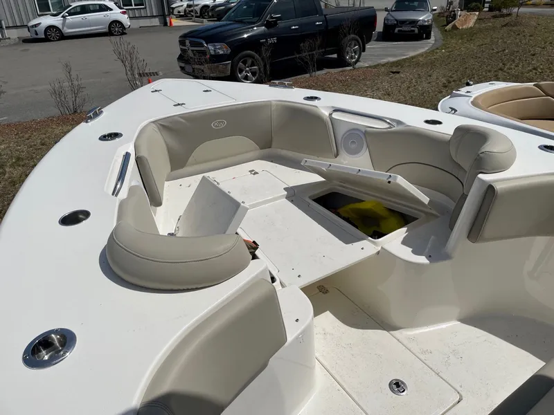 Slide: The Image of Interior of a 2023 Key West 263 FS boat with seating area. - 11