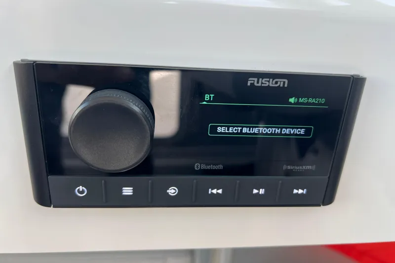Slide: The Image of Fusion MS-RA210 Bluetooth stereo system in 2022 Parker 2320 Sport Cabin boat. - 24