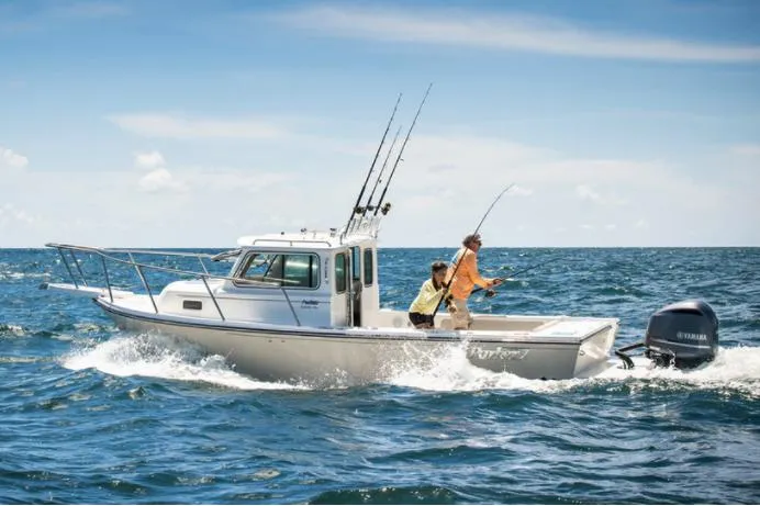 Slide: The Image of Manufacturer Provided Image: 2022 Parker 2320 Sport Cabin boat fishing on open water. - 27