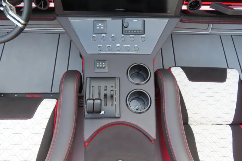Slide: The Image of 2025 Performance Powerboats P420 cockpit with modern controls and seating. - 11