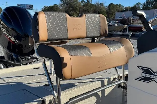 Slide: The Image of 2026 Xpress H22B Bay boat seat with diamond-stitched upholstery and sleek design. - 7