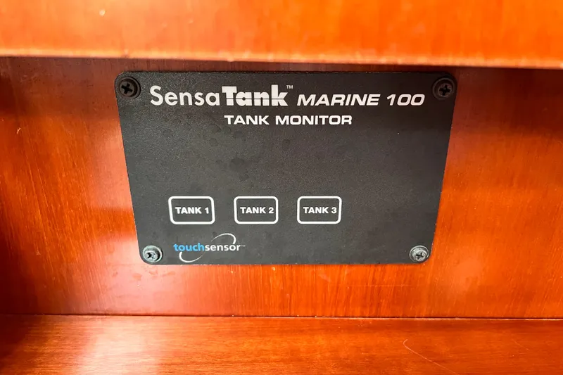Slide: The Image of SensaTank Marine 100 tank monitor on 2005 Beneteau 343 yacht interior. - 26