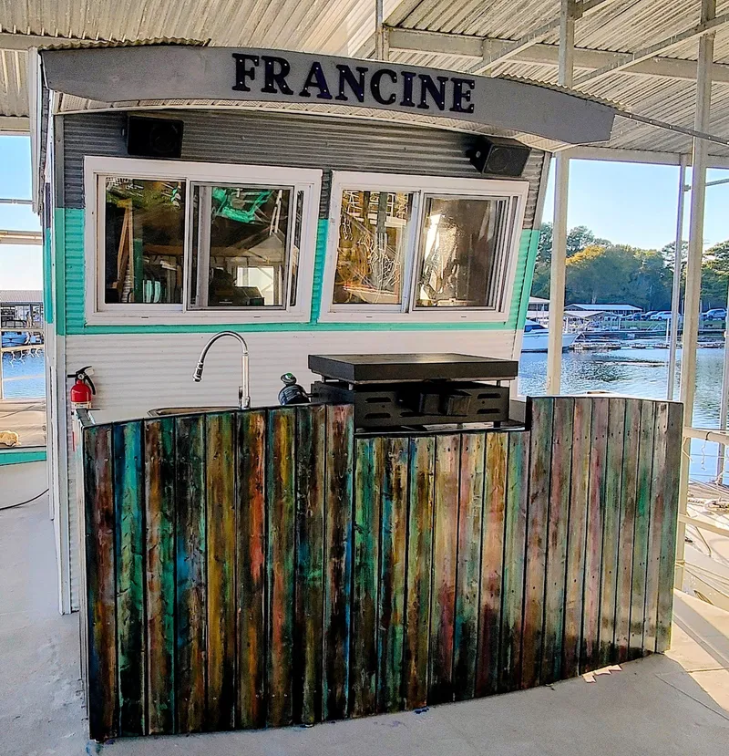 Slide: The Image of Houseboat Francine with colorful wood paneling, Kelly 62', year 1964. - 12