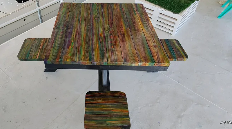 Slide: The Image of Colorful wooden table with integrated seats, Kelly 62', 1964. - 17