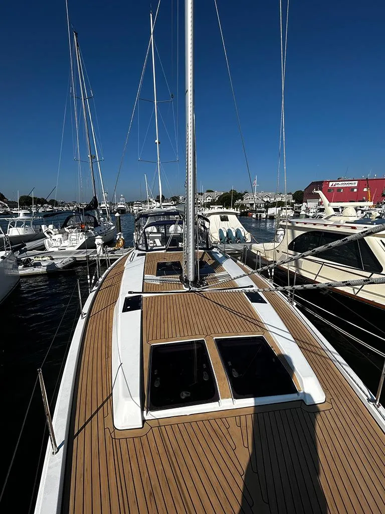 Slide: The Image of 2016 Hanse 455 sailboat docked in marina, sunny day. - 5
