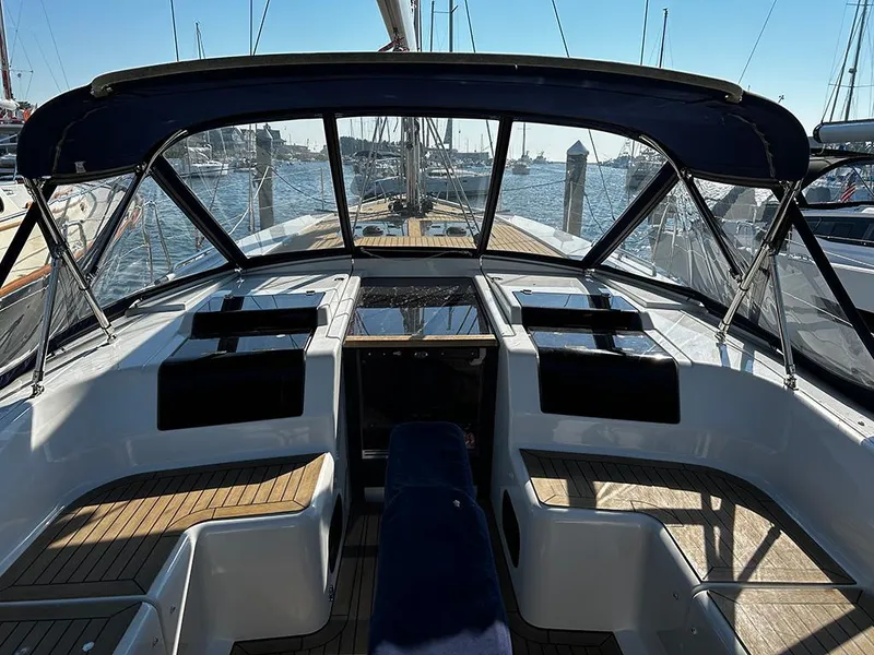 Slide: The Image of Cockpit of a 2016 Hanse 455 yacht in harbor. - 6