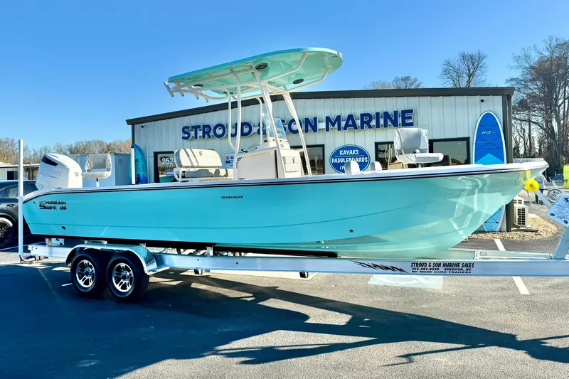 Slide: The Image of 2026 Carolina Skiff 26 Ultra Elite boat on trailer at Stroud & Son Marine. - 6