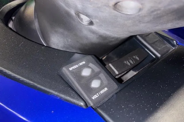 Slide: The Image of 2014 Yamaha WaveRunner FX Cruiser HO dashboard controls, featuring speed/RPM and volt/hour buttons. - 11